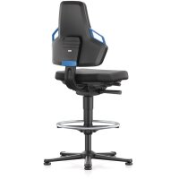 Bimos Arbeitsdrehstuhl Nexxit Bodengleiter + Fußring Grifffarbe blau Integralschaum schwarz 570-820 mm