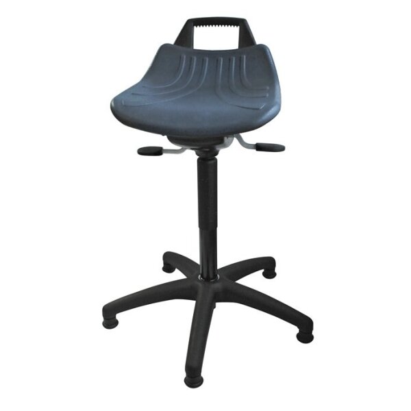 Lotz Drehhocker mit Bodengleitern PU-Schaum blau Sitzhöhenverstellung 490-680 mm