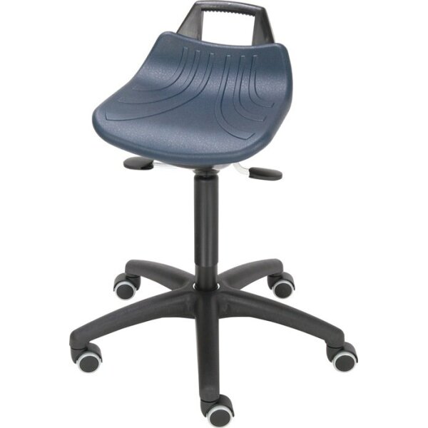 Lotz Drehhocker mit Rollen PU-Schaum blau Sitzhöhenverstellung 520-710 mm
