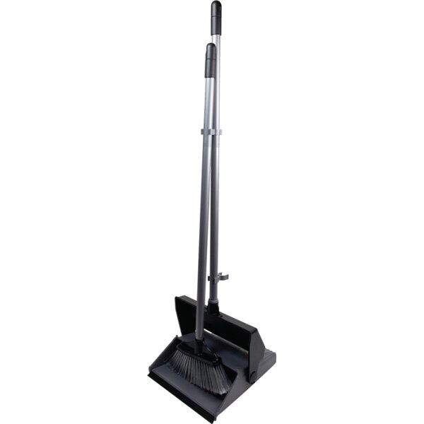 Kehrset Alu-Stiel m.Klappschaufel u.Besen schwarz/silber