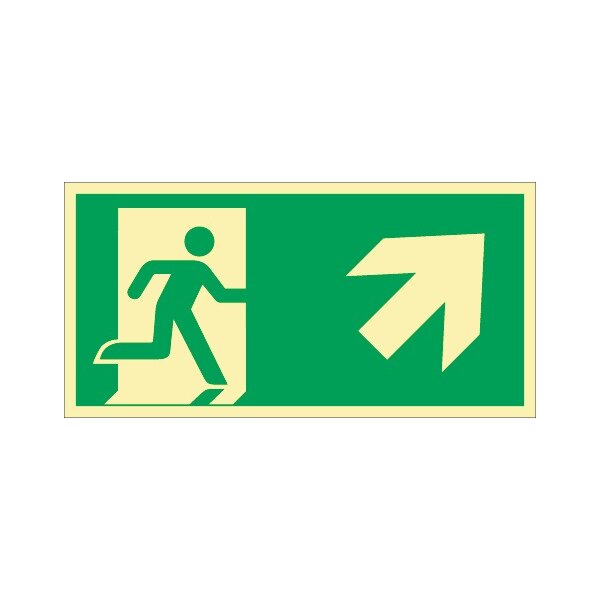 Rettungszeichen DIN EN ISO 7010 L297xB148mm Rettungsweg re.aufwärts Ku.