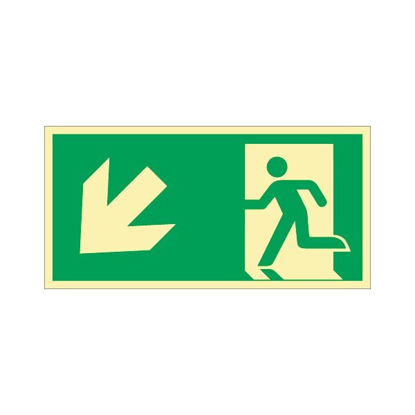Rettungszeichen DIN EN ISO 7010 L297xB148mm Rettungsweg li.abwärts Ku.