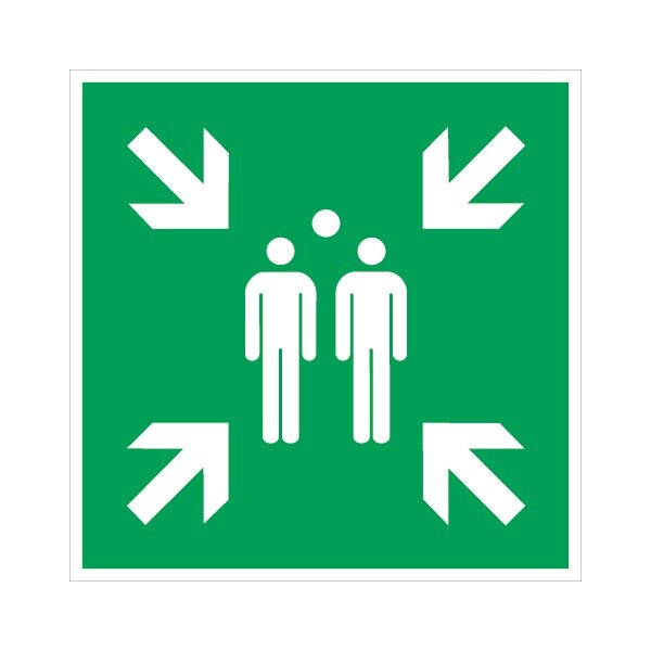 Rettungszeichen ASR A1.3/DIN EN ISO 7010 L400xB400mm Sammelstelle Alu.