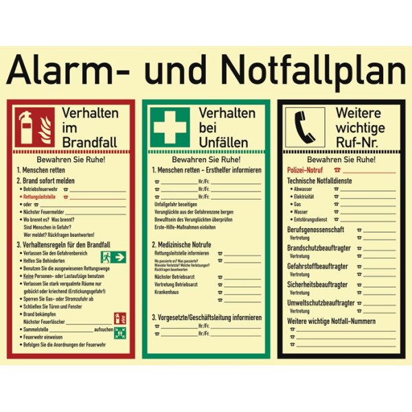 Alarm-/Notfallplan ASR A1.3/DIN EN ISO 7010/DIN 67510 L620xB480mm Ku.