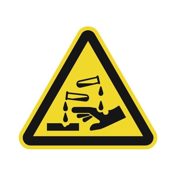 Warnzeichen ASR A1.3/DIN EN ISO 7010 200mm Ätzende Stoffe Folie