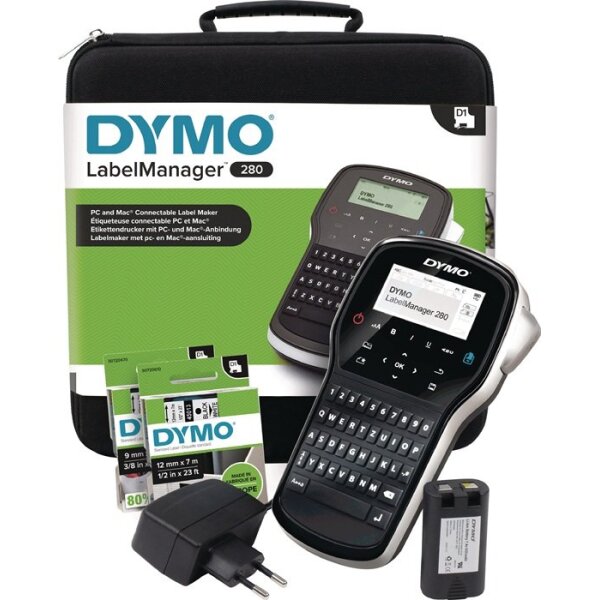 Dymo Beschriftungsgerät Label MANAGER 280 Schriftbandbreiten 6, 9, 12 mm Kofferset Breite x Länge