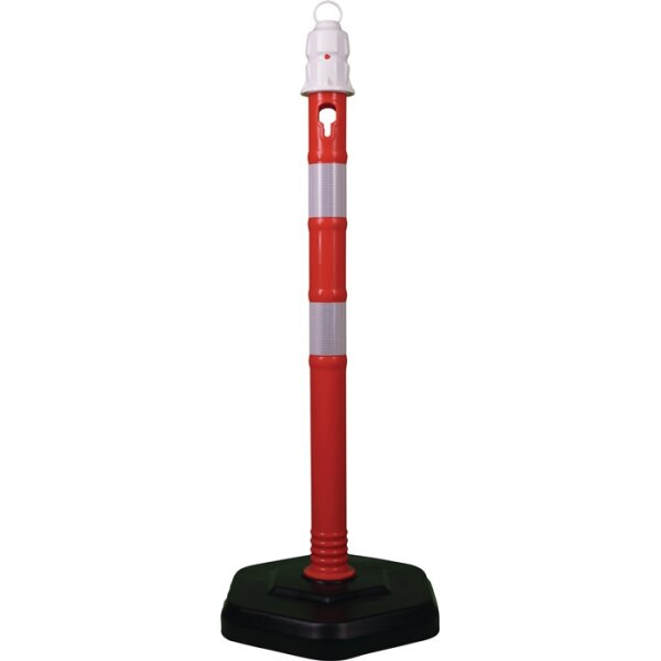 Sperrpfosten PPC rot/weiß D.63mm z.Aufstellen m.Öse