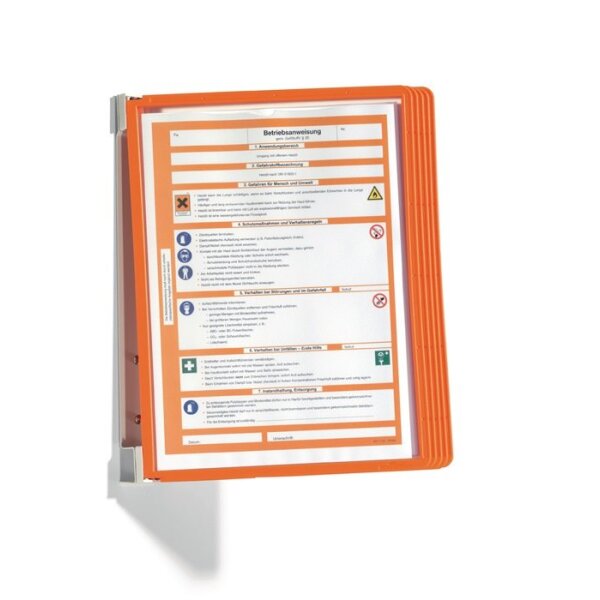 Durable Wandhalter 5 Sichttafeln orange mit Profilrahmenf.