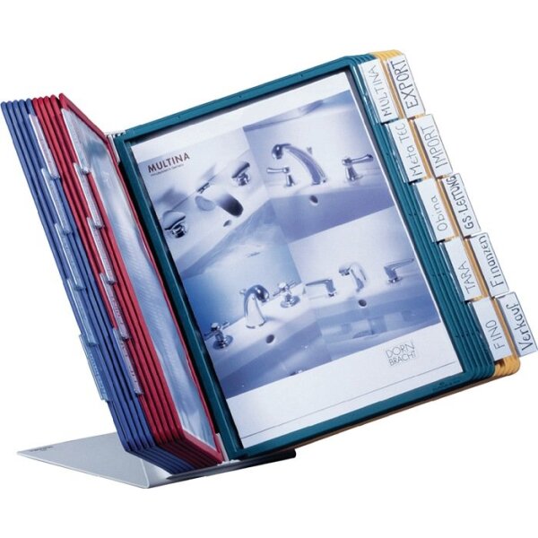 Durable Tischständer Stahlblech lichtgrau, RAL 7035 20 Sichttafeln DIN A4 mit Profilrahmen