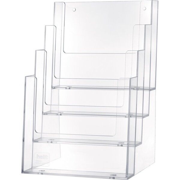 Helit Tischprospekthalter 4 x DIN A5 hoch Kunststoff transparent freistehend