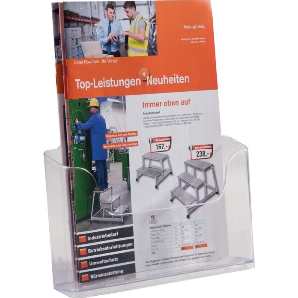 Prospekthalter HxBxTmm DIN A4 Acryl transp.