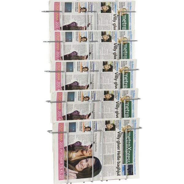 Prospekthalter H780xB436xTmm Anz.Fächer 5 DIN A3 Draht silber