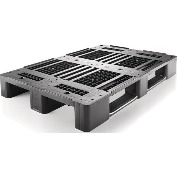 Craemer Kunststoffpalette L1200xB800xH150mm 3 Kufen durchbrochen mit Rand Hochdruck-PE