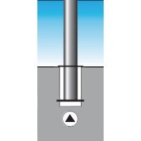 Urbanus Sperrpfosten Stahl rot-weiß Ø 76 mm Mit Dreikantschloss und Bodenhülse mit Spitzkappe