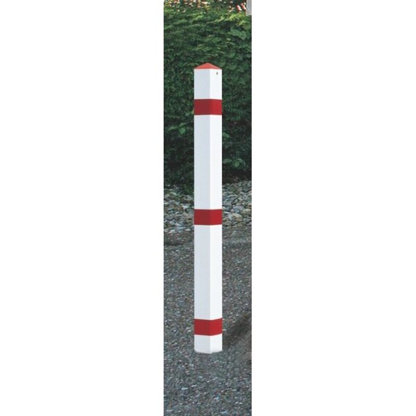 Urbanus Sperrpfosten Stahl rot-weiß mit Bodenhülse mit Spitzkappe