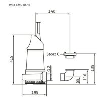 Wilo EMU KS 15ES,Storz C,1x230V,1.3kW Schmutzwasser-Tauchpumpe